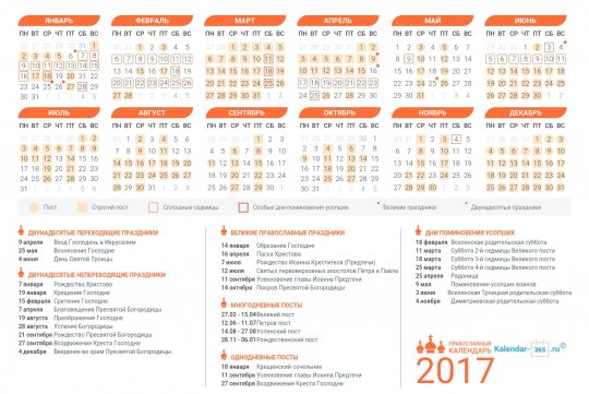Православный календарь на Октябрь 2017 года