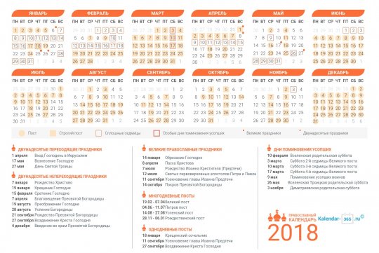 Православный календарь на Декабрь 2018 года