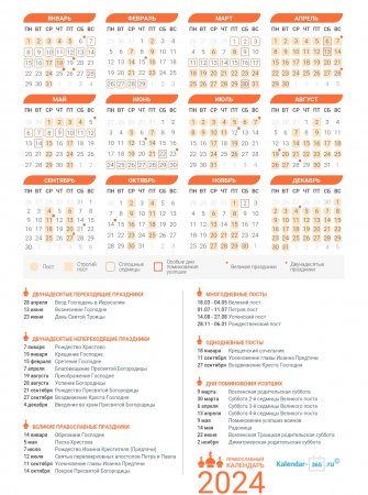 Православный календарь на 2076 год